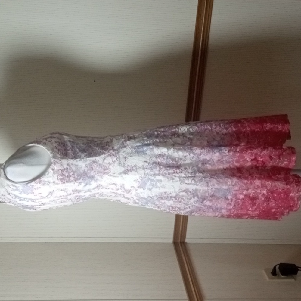 Danny & Nicole Sleeveless Lace Midi Dress in Pink and White Ombre, Easter, Summe - Picture 6 of 6